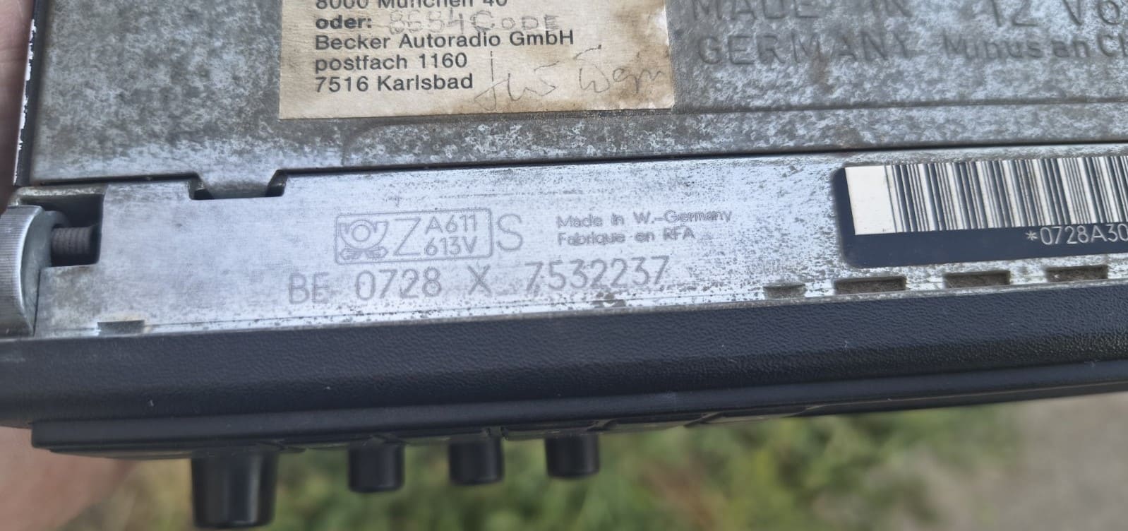 BMW Becker BE0828 serial number for unlock code